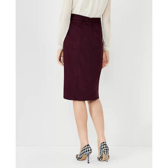 Ann Taylor Purple Faux Suede Belted Pencil Skirt Size 6 Classic Career - Picture 2 of 6